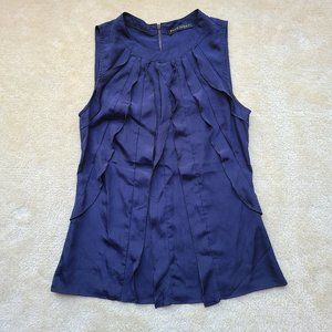 EUC Ruffled Sleeveless Blouse Navy Size S
